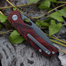 Miguron Moyarl Folding Knife 3.25" 14C28N Dark Grey PVD Blade Red Damascus G10 Handle MGR-806DRD