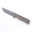 Miguron Pagos Front Flipper Knife 3.25" Sandblasted 14C28N Blade Tan G10 Handle MGR-807STN