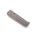 Miguron Pagos Front Flipper Knife 3.25" Sandblasted 14C28N Blade Tan G10 Handle MGR-807STN