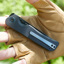 Miguron Pagos Front Flipper Knife 3.16" Black PVD 14C28N Blade Black G10 Handle MGR-807SBK