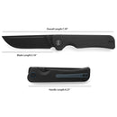 Miguron Pagos Front Flipper Knife 3.16" Black PVD 14C28N Blade Black G10 Handle MGR-807SBK