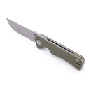 Miguron Pagos Front Flipper Knife 3.25" Black PVD 14C28N Blade Green G10 Handle MGR-807SGN