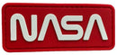NASA Worm Logo Morale Patch NASA-RD front view – 2.95″ x 1.18″ white lettering on red 3D PVC patch