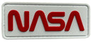 NASA Worm Logo Morale Patch NASA-WH front view – 2.95″ x 1.18″ red lettering on white 3D PVC patch