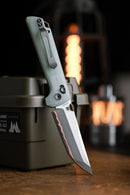 North Mountain Blade 2418-JD-G-5 Chop – 3.5" 5-Layer Copper Steel Jade G10 Grid Textured Handles Crossbar Lock