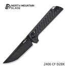 North Mountain Blade 2406-CF-D2BK Crossbar Lock Knife – 3.5" Black D2 Blade, Ambidextrous Tactical Folder