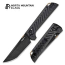 North Mountain Blade 2406-CF-D2BK Crossbar Lock Knife – 3.5" Black D2 Blade, Ambidextrous Tactical Folder