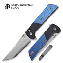 Zirconium and titanium damascus handle inlay detail on the North Mountain Blade 2407-ZRDM