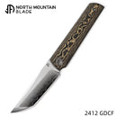 North Mountain Blade CHOP 4 Front Flipper 3.5" SLD San Mai Tanto Blade Green Ceramic Carbon Fiber Handle 2412-GDCF
