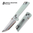 North Mountain Blade 2418-JD-G-5 Chop – 3.5" 5-Layer Copper Steel Jade G10 Grid Textured Handles Crossbar Lock