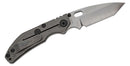 Open titanium folding knife with satin blade