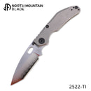 North Mountain Blade titanium frame lock folding knife logo