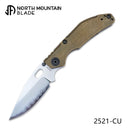 North Mountain Blade BBNM 2521-CU Bronze Bowie – 3.62" SLD Hamon Blade, Bronze Handle Frame Lock Knife