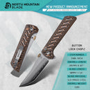 North Mountain Blade CHOP 2 3.5" SLD-MAGIC Button Lock Flipper Snake Skin G10 2406-BKSK
