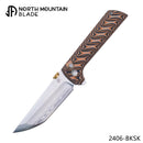 North Mountain Blade CHOP 2 3.5" SLD-MAGIC Button Lock Flipper Snake Skin G10 2406-BKSK
