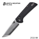 North Mountain Blade – Chop Crossbar Lock – 2532-BK – 3.58" SLD-Magic Tanto Folding Knife Black G10 Handle