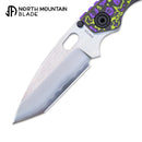 North Mountain Blade BBNM 2522-PRGR 3.54" SLD-Magic Tanto Folding Knife Purple & Yellow Ceramic Carbon Fiber Titanium Handle