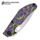 North Mountain Blade BBNM 2522-PRGR 3.54" SLD-Magic Tanto Folding Knife Purple & Yellow Ceramic Carbon Fiber Titanium Handle