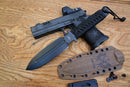 North Mountain Blade JW-Black-3V tactical knife black front view fixed blade