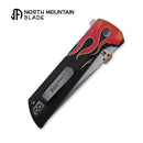North Mountain Chop 2 Hot Rod Thumb Disk Knife – 3.5" SLD-Magic Tanto Blade, Flame G10 Handle