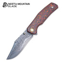 North Mountain Jellyfish 4th Gen Knife – Custom Damascus, Titanium Frame, Carbon Fiber Handle
