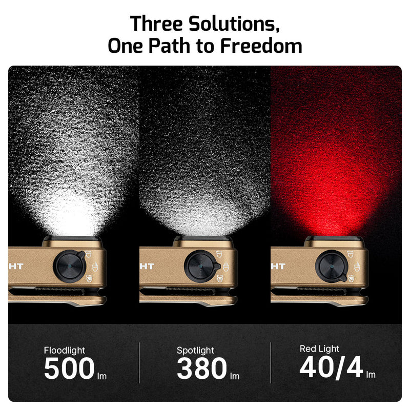 Olight Oclip Pro Ancient Script – 500 Lumen USB-C Rechargeable Clip-On Flashlight (Flood, Spot & Red)