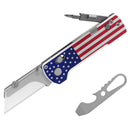 Oknife U1 Pro Stars & Stripes front view – multitool folding utility knife with folding screwdriver