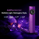 Olight ArkPro Nebula Violet front view – 1,500 lumen flat unibody EDC flashlight with flood, spot, UV and green laser