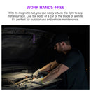 Olight ArkPro Nebula Violet magnetic tail mounted under a car hood for hands-free work light use