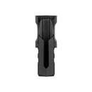 Black flashlight holster with belt clip and charging cable storage