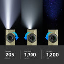 Olight ArkPro Ultra outputs – 205 meter spotlight throw, 1,700 lumen pure flood and 1,200 mW UV light