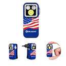 Olight Oclip Pro S Stars and Stripes front view – 600 lumen 5-in-1 clip-on EDC flashlight with American flag finish