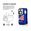 Olight Oclip Pro S Stars and Stripes lockout and unlock controls detail