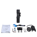 Olight Odin Mini Black package contents – weapon light, M-LOK mount, magnetic charging cable, remote switch and user manual