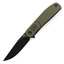 Tenable Einar Folding Knife 3.13" Blackwash Nitro-V Blade, Olive Green & Black G10 Handle - T2072A1