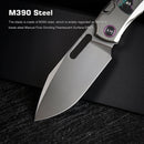 Remette RT-Orca ORCAJY blade detail – pearlescent M390 drop point