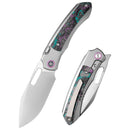 Remette RT-Orca ORCAJY front view – 3.15" pearlescent M390 drop point titanium folding knife
