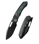 Remette RT-Orca ORCAKDD front view – 3.15" DLC M390 drop point titanium folding knife with Kelp Bed CamoCarbon handle