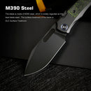 Remette RT-Orca ORCALS blade detail – pearlescent M390 drop point with DLC coating