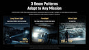 Nitecore P27iX three beam patterns - long-throw spotlight, 115 degree floodlight, and mixed light