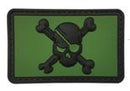 Skull & Crossbones Morale Patch Pirate-OG front view – 2.99″ x 1.97″ forest green Jolly Roger 3D PVC patch