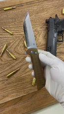 North Mountain Chop 2 2405-PEI 8" Folding Knife, SLD-Magic Tanto, Amber PEI Handle