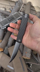 North Mountain Blade Kaiken Japanese Style Folding Knife 3.5in SLD-Magic Steel Carbon Fiber Handle