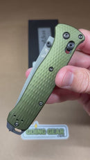 Benchmade 537GY-1 Bailout Folding Knife – CPM-M4 Tanto Blade, Woodland Green Aluminum, USA Made