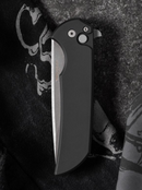Pro-Tech Mordax – CPM 20CV Acid Wash Button Lock Folding Knife, Black Aluminum Handle, Deep Carry Clip