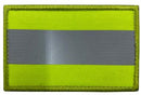 Hi-Vis Reflective Morale Patch R-HSFG front view – 3.15″ x 1.97″ yellow patch with silver reflective stripe