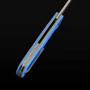 Reate Remedy FatCarbon Glass Blue blue FatCarbon Glass handle and titanium pocket clip spine view