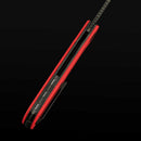 Reate Remedy FatCarbon Glass Red DLC red FatCarbon Glass handle and titanium pocket clip spine view