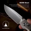 Remette Aurora AURA-D 2.75" M390 Hollow Grind Folding Knife Titanium Raindrop Carbon Fiber Handle Crossbar Lock