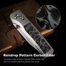 Remette Aurora AURA-D 2.75" M390 Hollow Grind Folding Knife Titanium Raindrop Carbon Fiber Handle Crossbar Lock